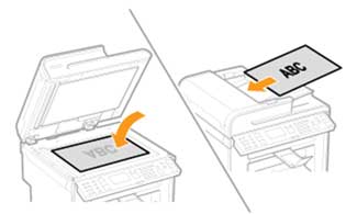Envoi d'une feuille par Fax, via la vitre du scanner ou le chargeur automatique (Canon)